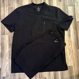 Men’s Infinity by Cherokee Black Scrub Set Top Size XL Bottom Large
